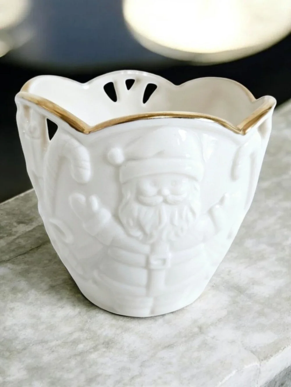 Lenox Merry Lights Santa Votive Candle Holder 3.5